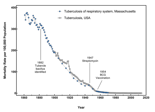 A table indicating the American tuberculosis mortality rates.