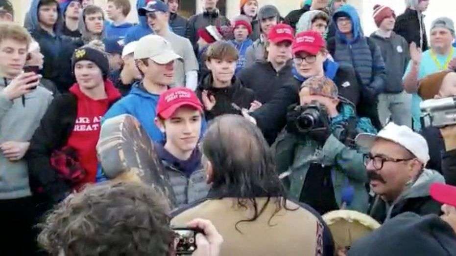 Confrontation between a Covington Catholic High School student and a Native-American activist on January 18, 2019. CNN settled a lawsuit with the student's family over its coverage of the episode.