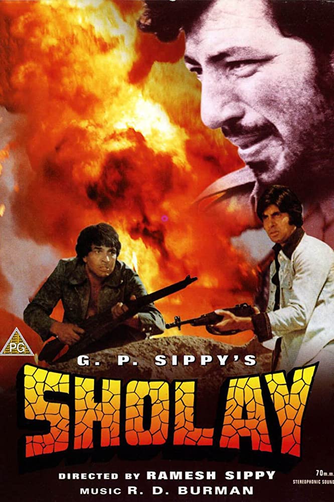 Film poster for Sholay (1975).