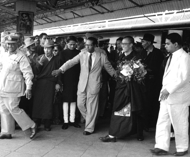 The Dalai Lama arrives in Siliguri, India after fleeing Tibet, 1959