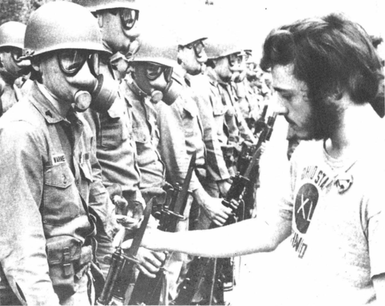 Confrontation between a student and an Ohio National Guardsman.