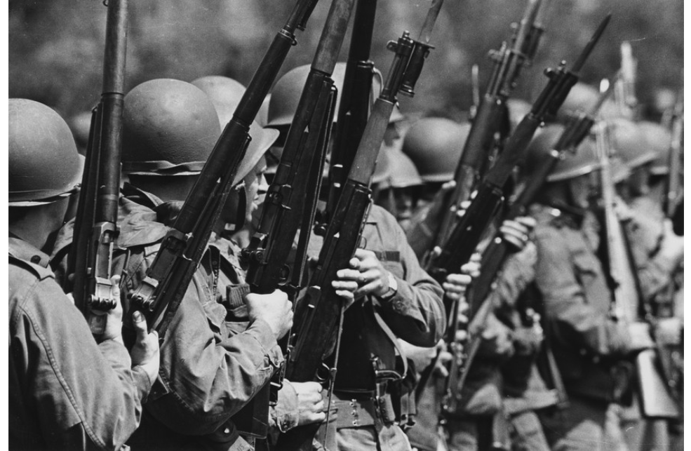 Rifles and bayonets used by Ohio National Guardsmen at Kent State.