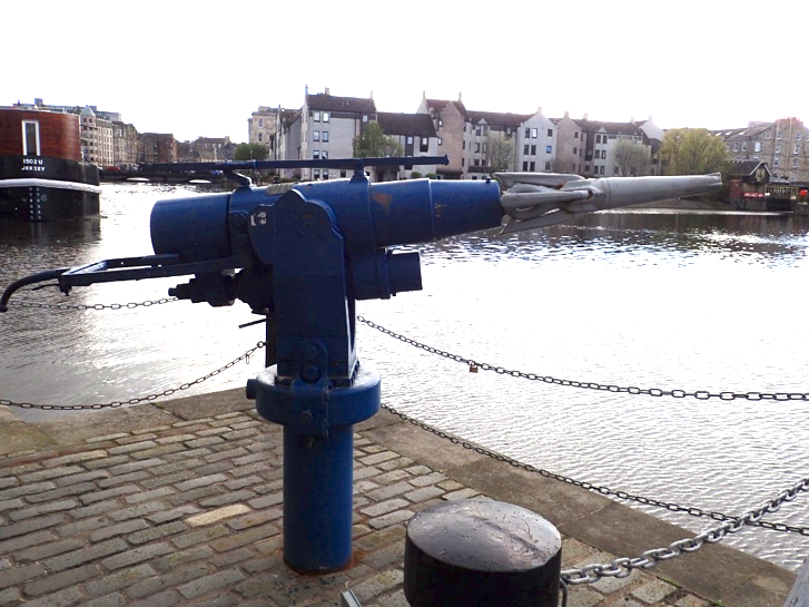 Whaling harpoon on the Water of Leith.