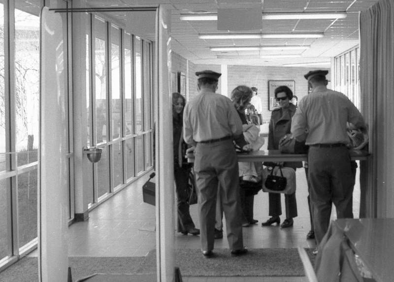 Security measures at Columbia Metropolitan Airport in South Carolina in the early 1970s.