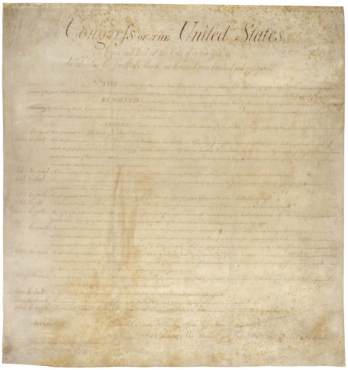 The original twelve articles of the Bill of Rights.