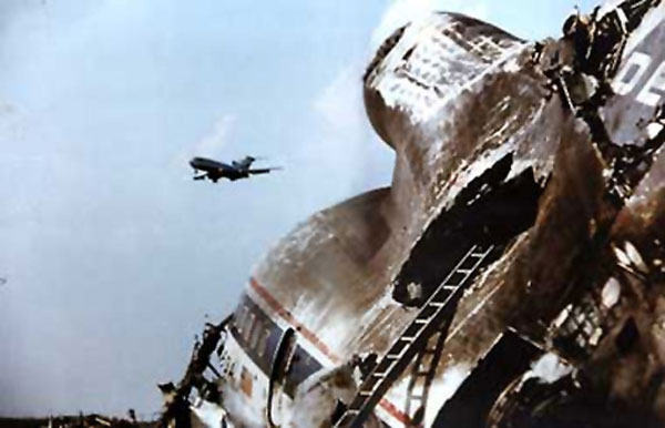 The wreckage of Delta Flight 191.