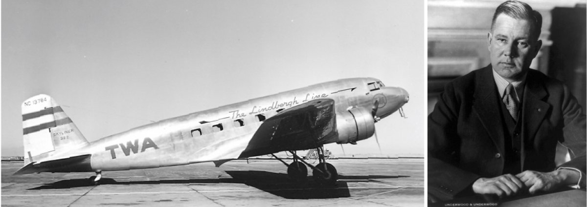 On the left, a TWA Douglas DC-2. On the right, Senator Bronson Cutting in 1928.