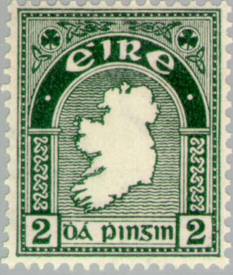 The first postage stamp issued by independent Ireland, 1922.