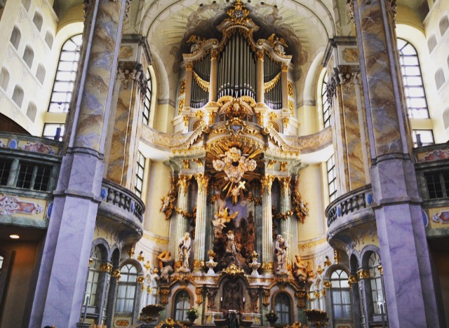 The beautifully reconstructed interior of the Frauenkirche.