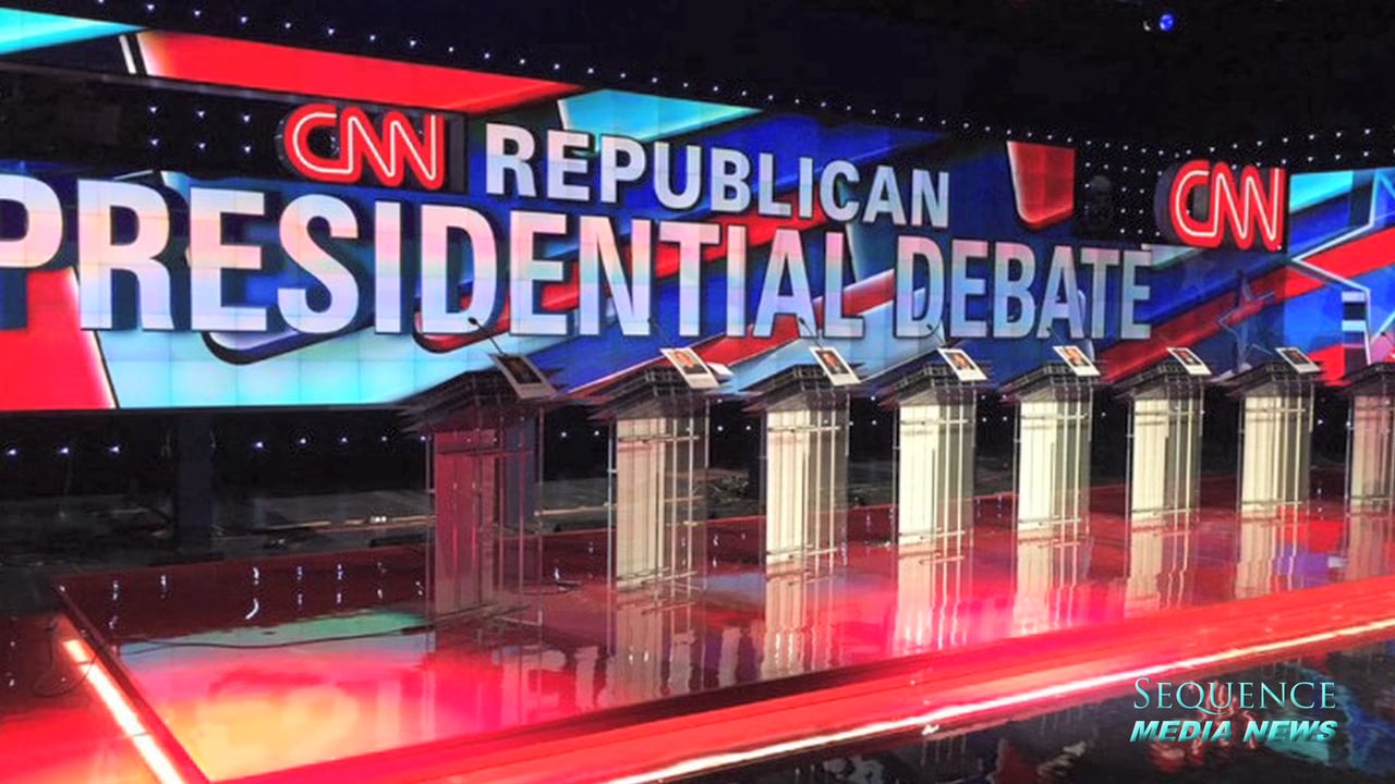 The stage before the 10th Republican Presidential Debate.