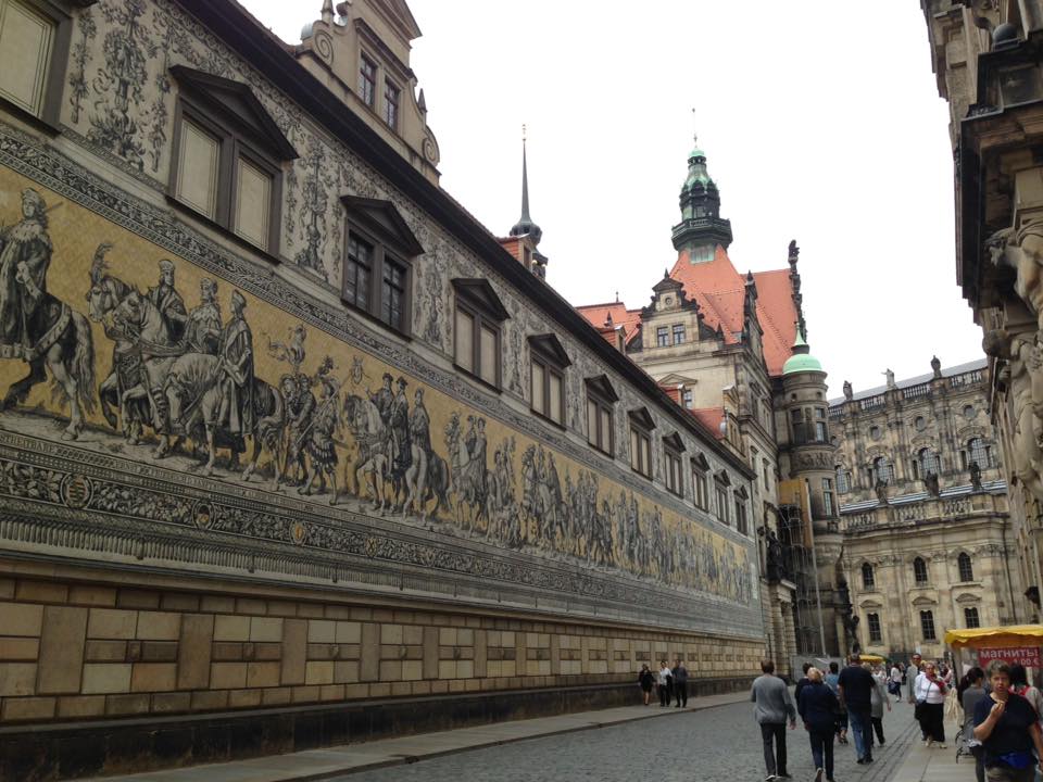 The Fürstenzug, or Procession of Princes, is a large mural that shows the rulers of Saxony.