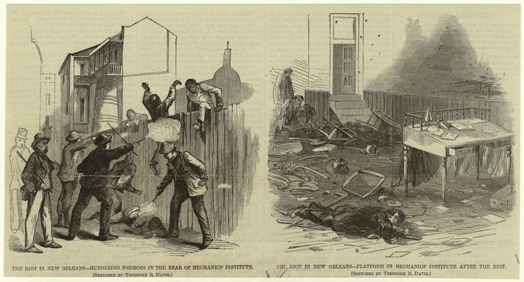 An 1866 illustration of the violence in New Orleans against the Louisiana Constitutional Convention’s black delegates.
