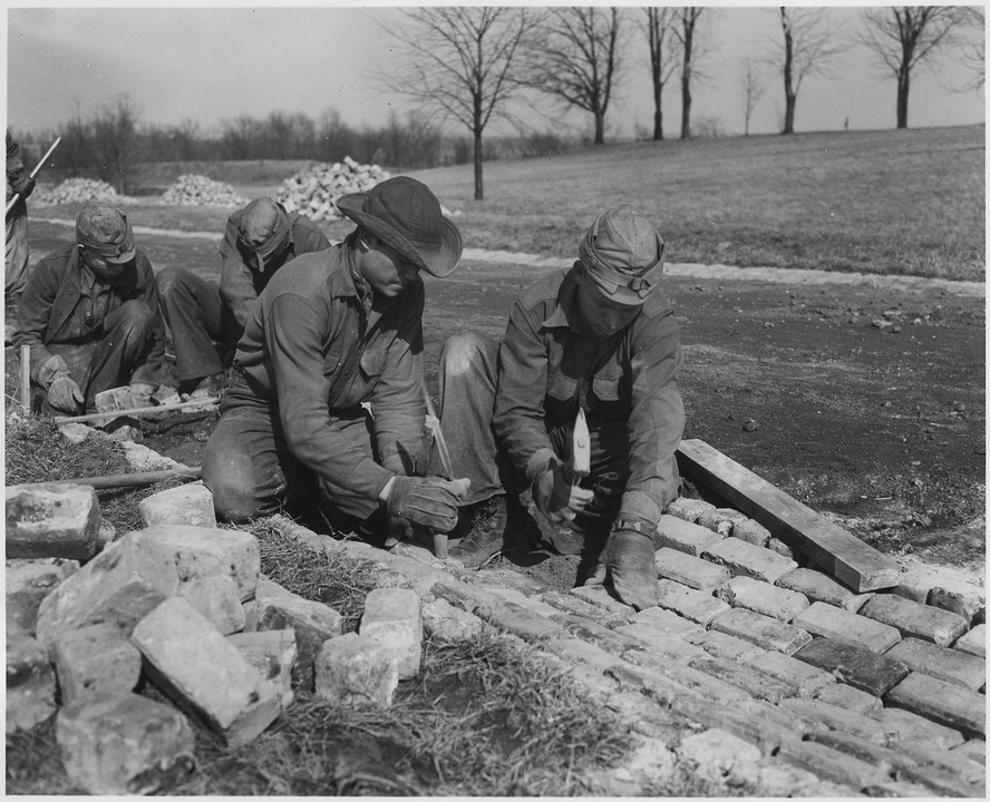 CCC workers constructing a road in what is now the Cuyahoga Valley National Park.