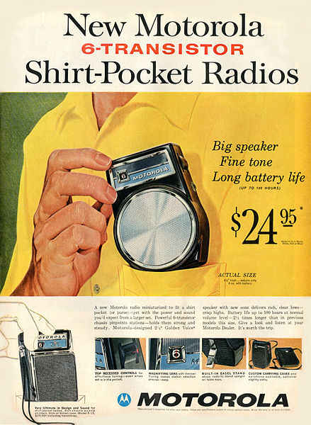 This advertisement from 1960 details the new, portable transistor radio.