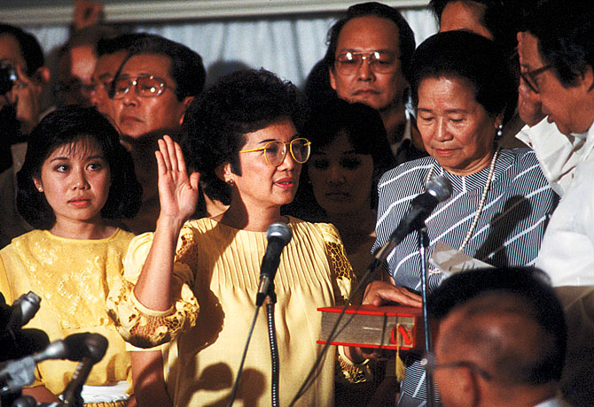Corazon Aquino was inaugurated as the 11th president of the Philippines on February 25, 1986 at Sampaguita Hall