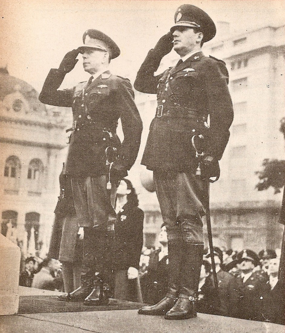 President Edelmiro Farrell (left) and the Vice President and Colonel Juan Perón.