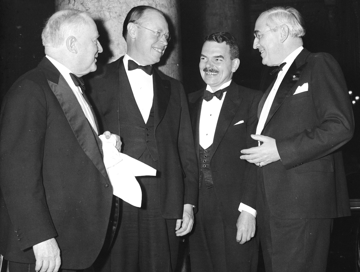 Senator Arthur Vandenberg (far right, with Ohio Senator Robert Taft and 1944 Republican presidential nominee Thomas E. Dewey) was pivotal in pushing the Republican Party in more active directions in foreign affairs.