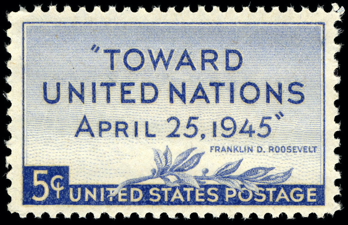 Five-cent stamp issued by the U.S. Postal Service in 1945.
