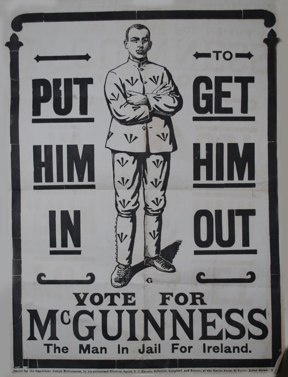 A 1917 electoral poster for Joseph McGuinness.