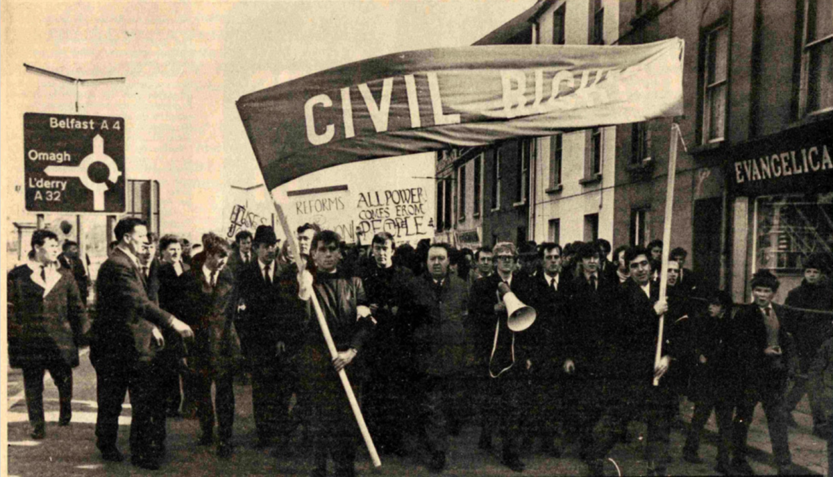 A civil rights march in Northern Ireland, 1968.