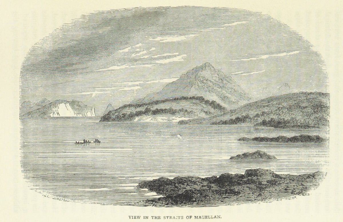 An 1885 drawing of the Strait of Magellan