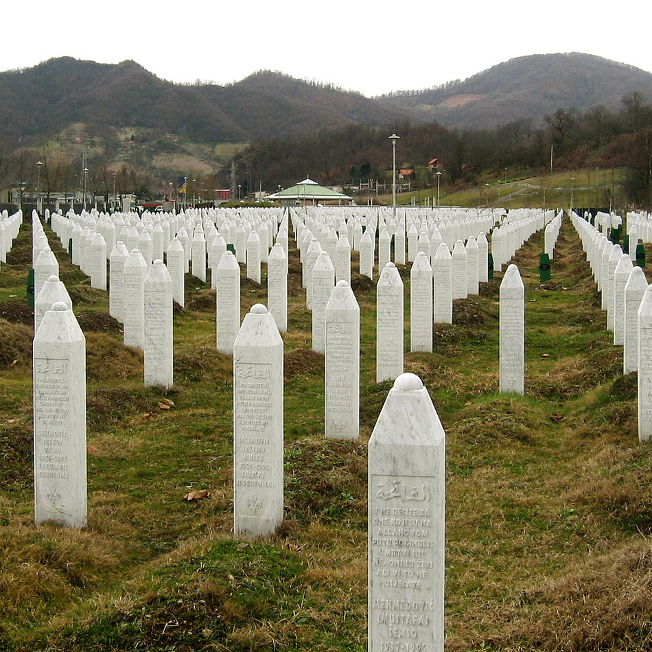 Gravestones at the Potočari genocide memorial near Srebrenica.