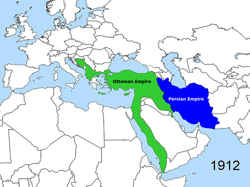 Ottoman and Persian Empires, circa 1912.