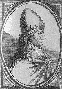 The carefully shaven face of Pope Gregory X.
