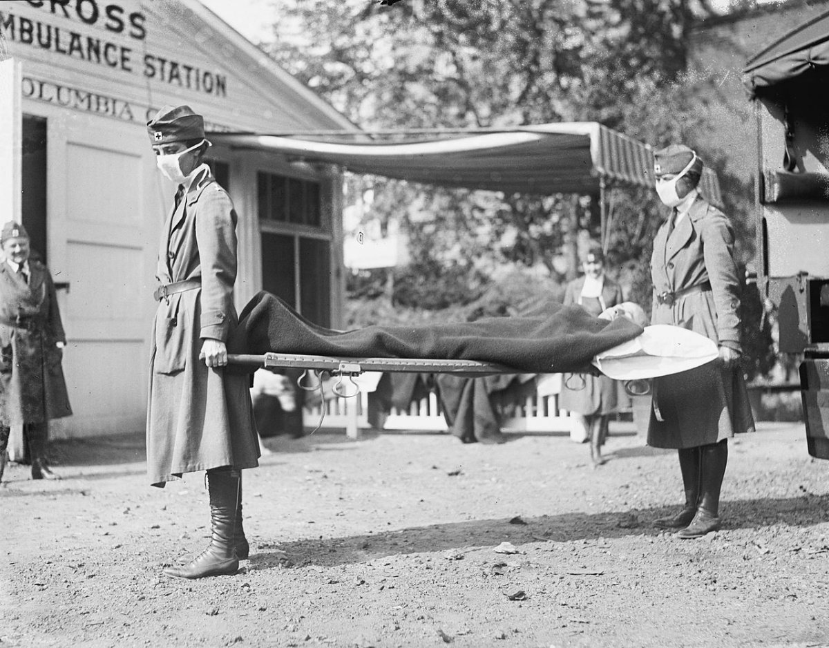 Red Cross litter carriers during the Spanish Flu outbreak in Washington, D.C.