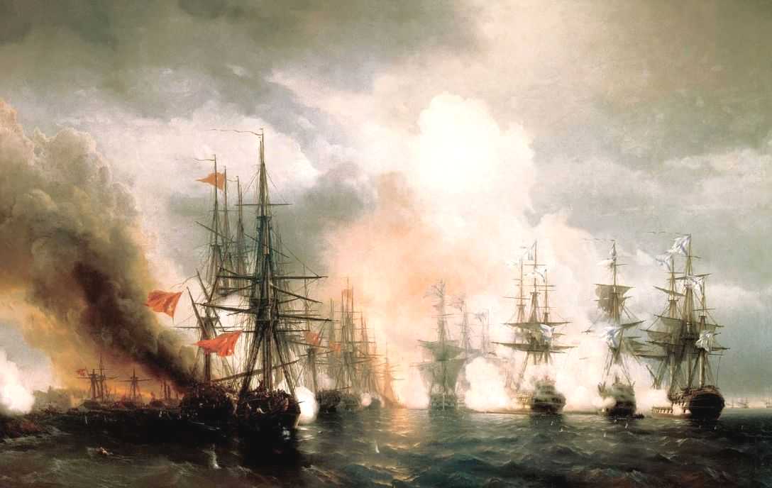Depiction of The Battle of Sinop in 1853.