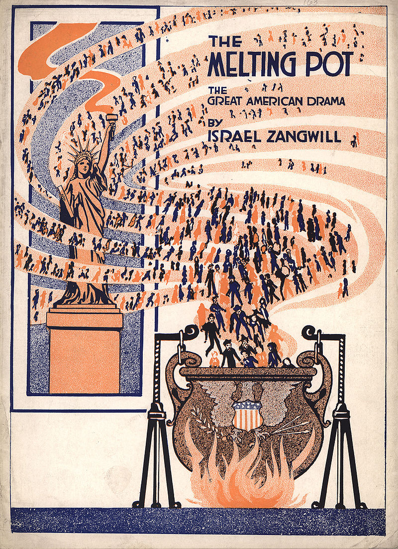 'The Melting Pot' analogy to celebrate America as a blend of nationalities first came into use with Israel Zangwill’s popular 1908 play of the same name.