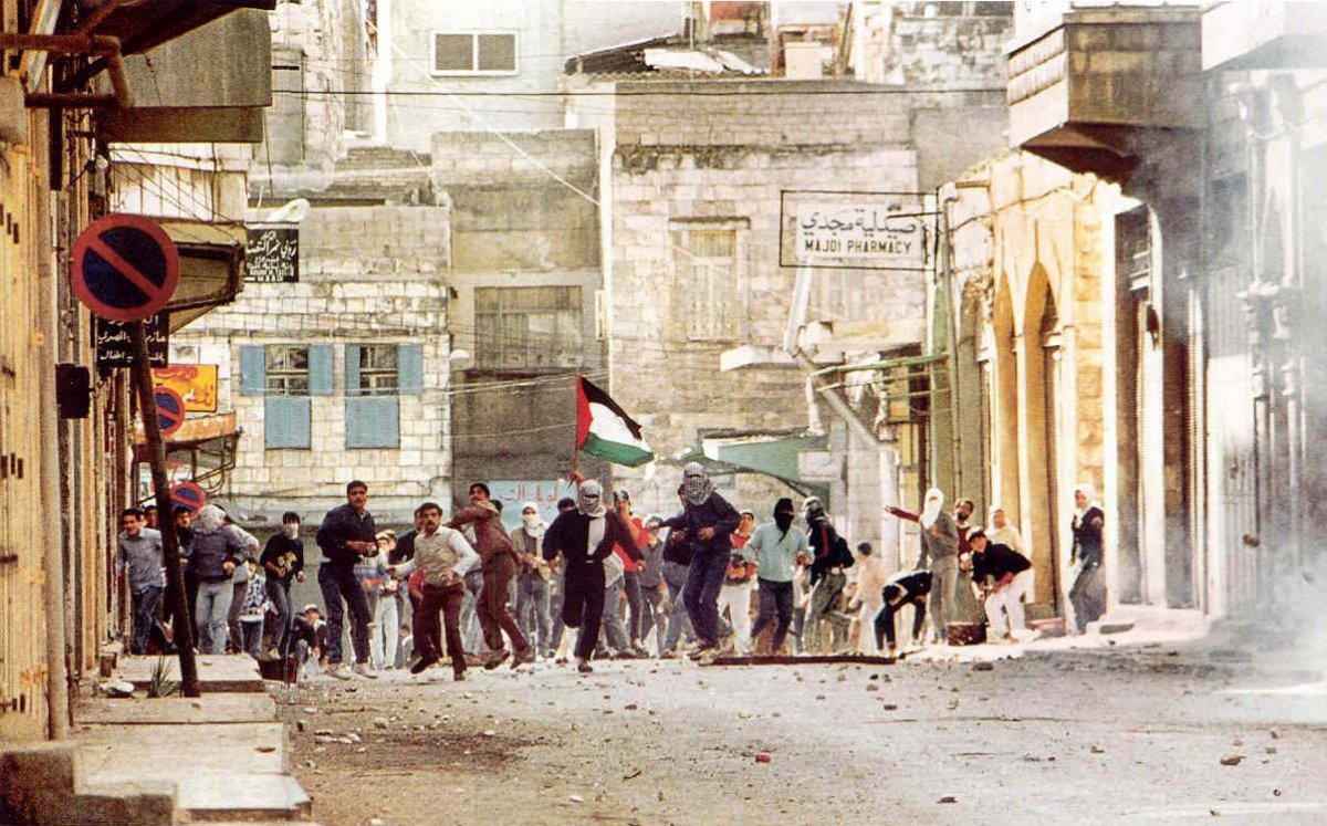 Palestinians during the first intifada, 1987.