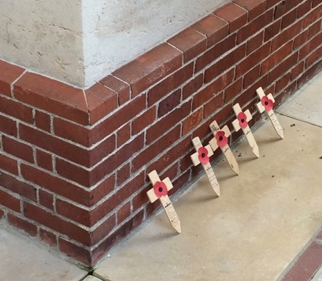 Wooden crosses at the Thiepval memorial.