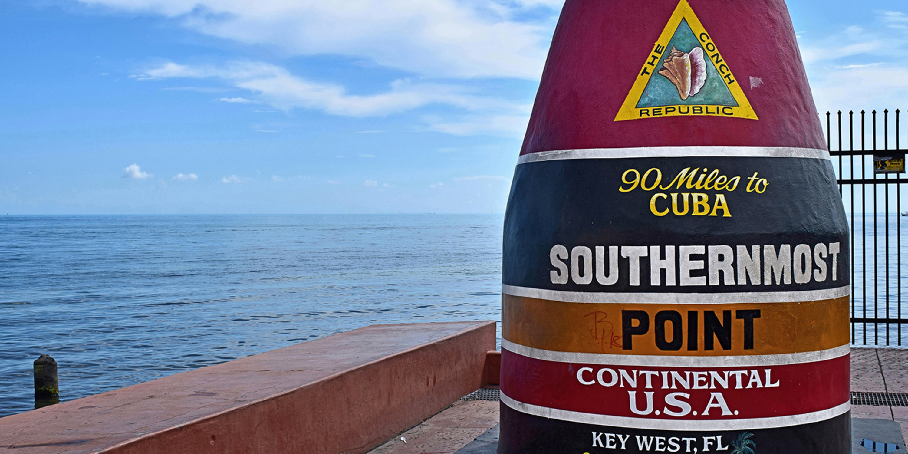 Marker: "90 Miles to Cuba. Southernmost Point, Continental USA. Key West, FL" 