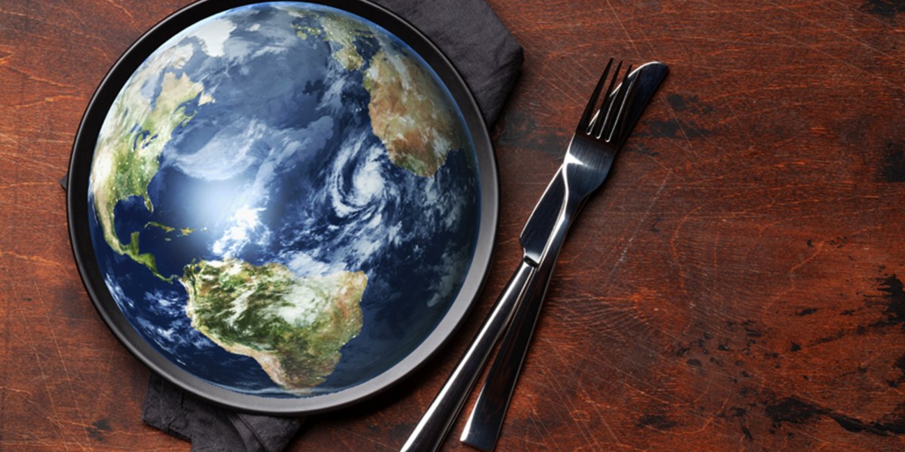 Globe on a plate with knife and fork next to it