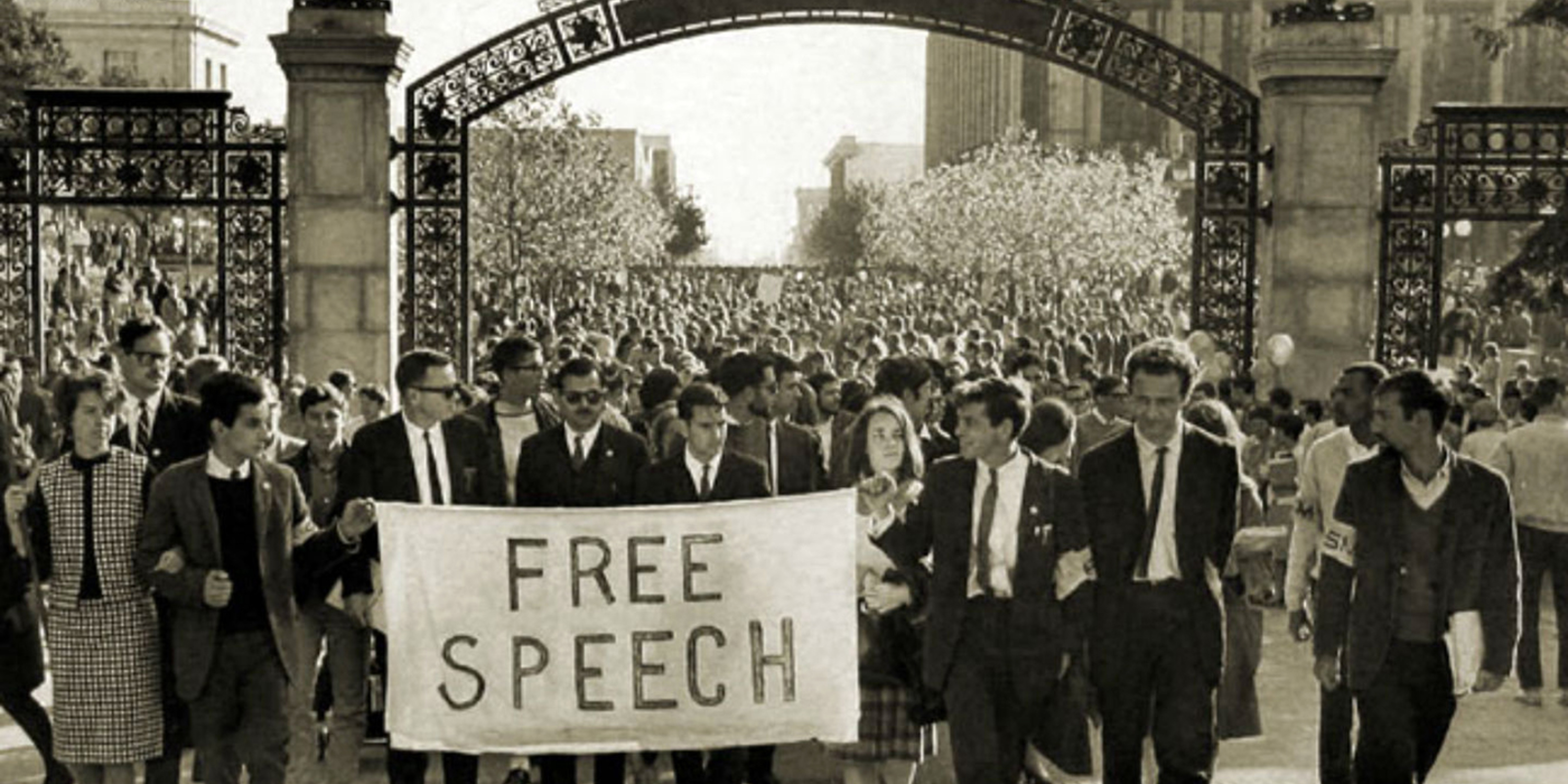 Free speech march at Ohio State University in the mid-20th century