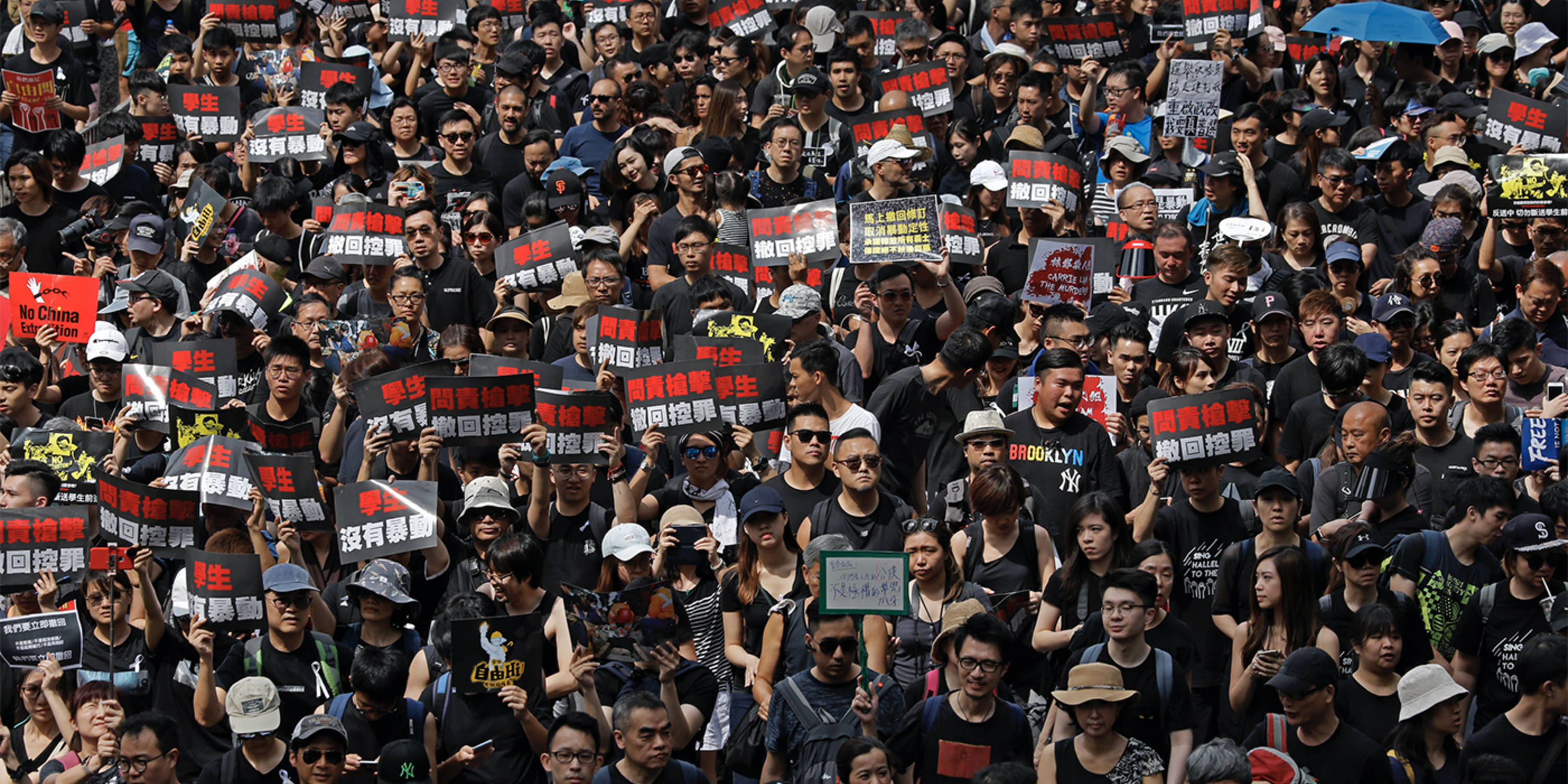 Crowd photo of protests in Hong Kong
