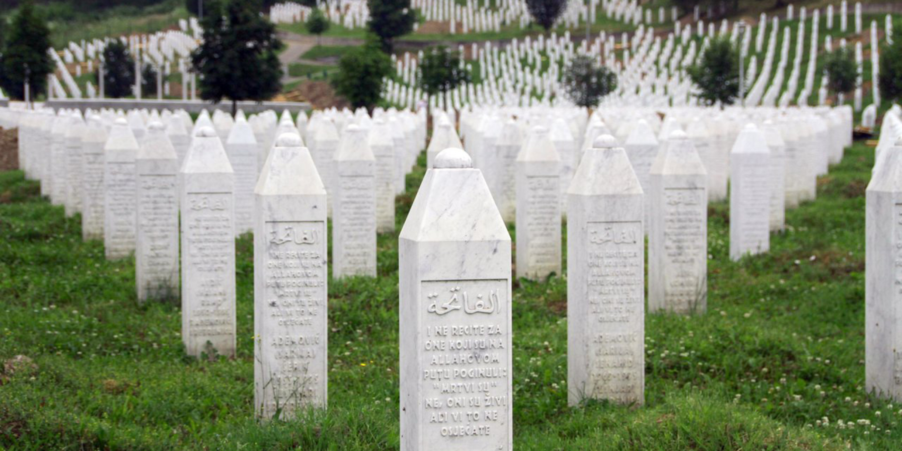 graveyard at memorial to Srebrenica