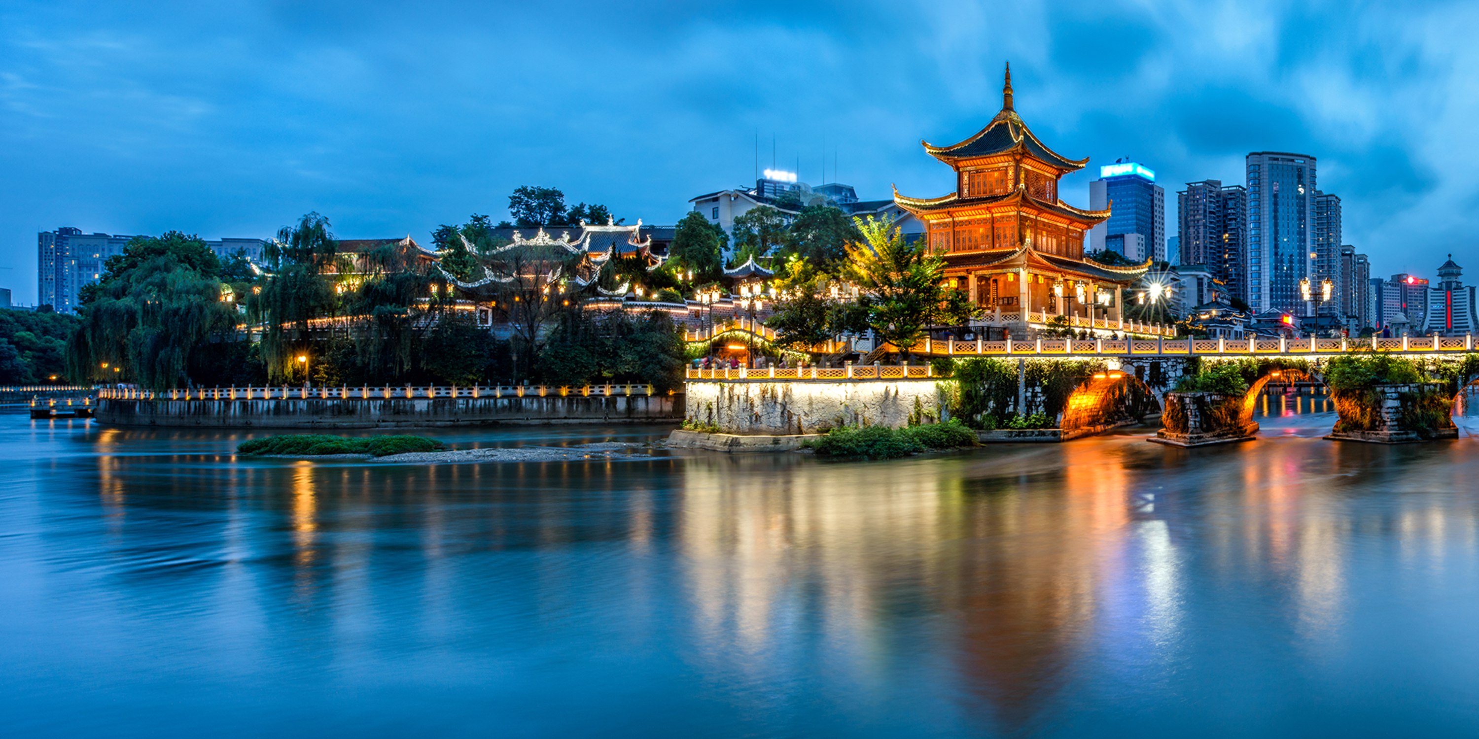Buildings along a waterfront in China