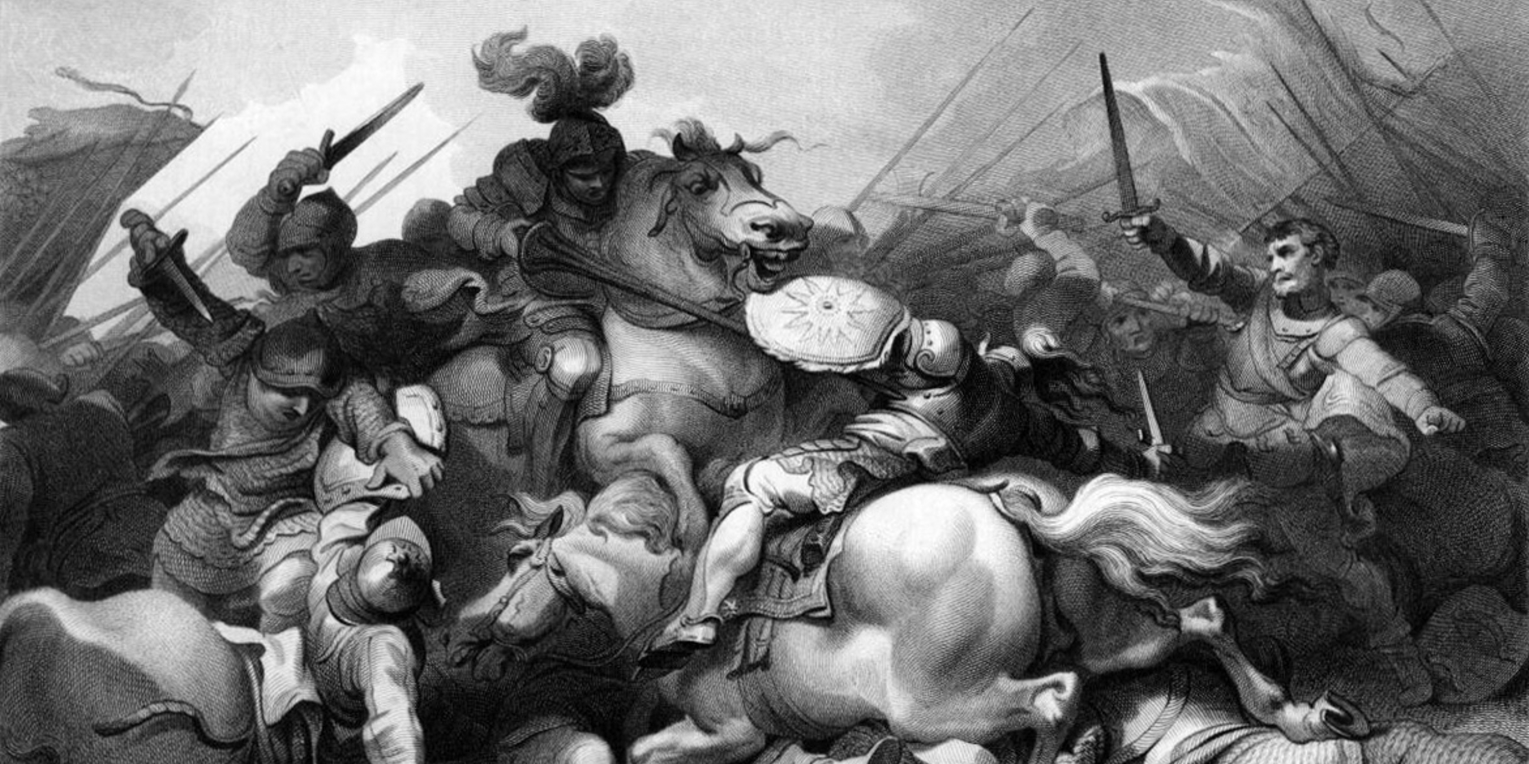 Depiction of the Battle of Bosworth Field by the eighteenth-century painter, Philip James de Loutherbourg. 