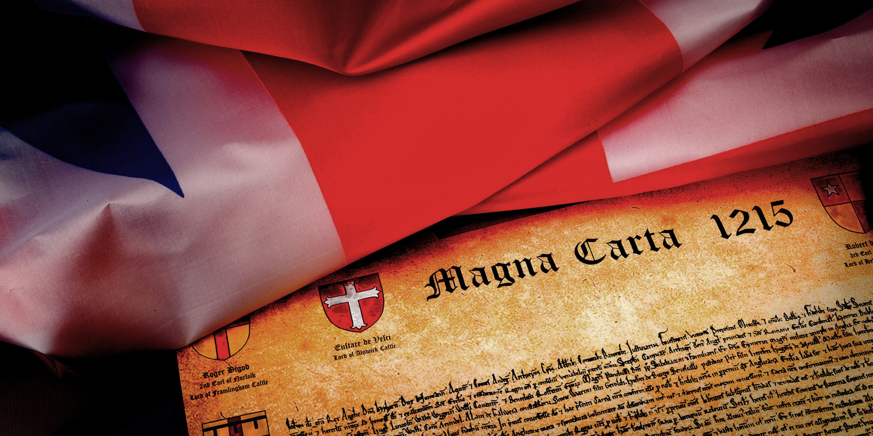 Magna Carta document and British Flag