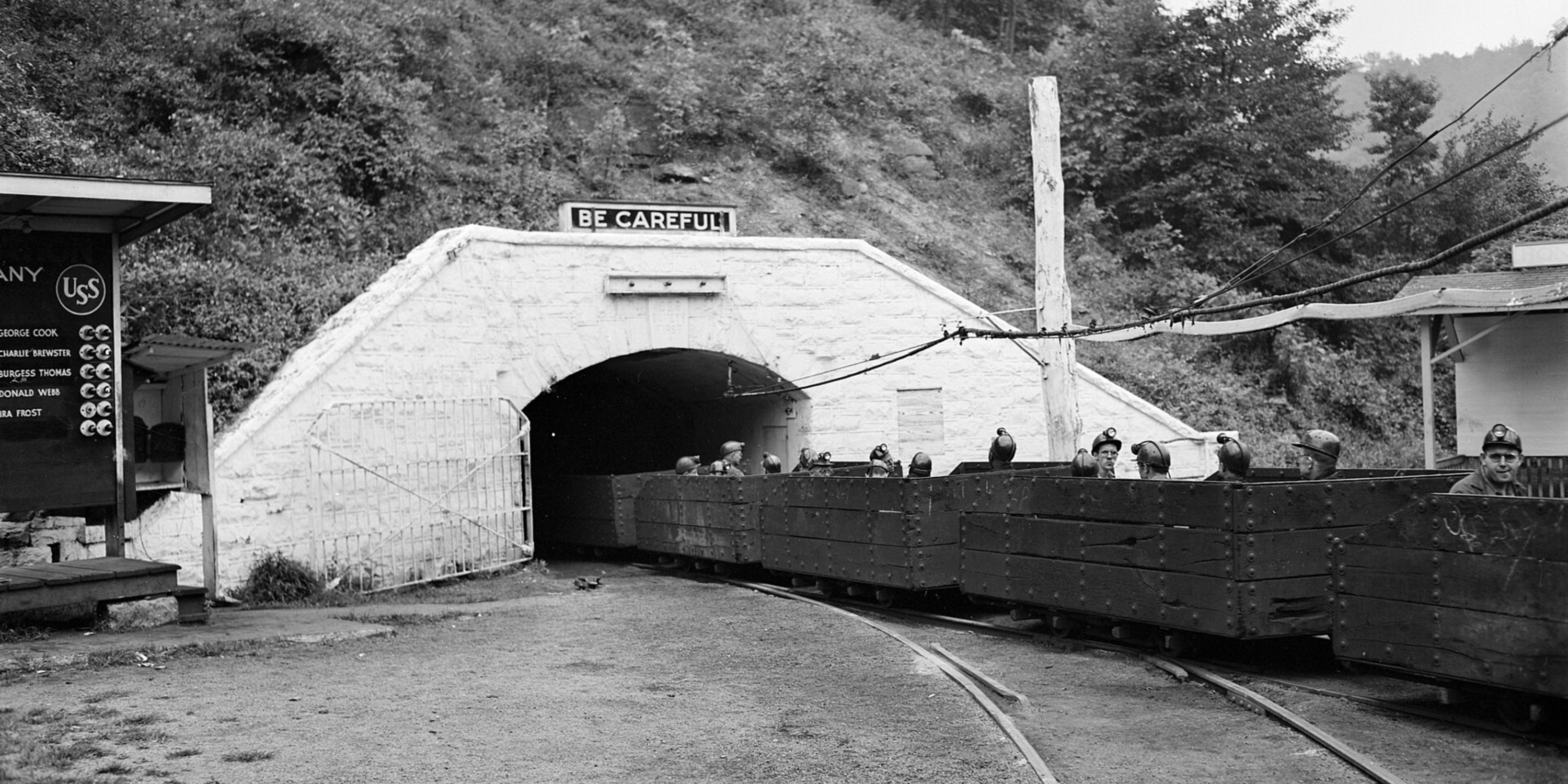 A train moving in to the Gary Mines, West Virginia.
