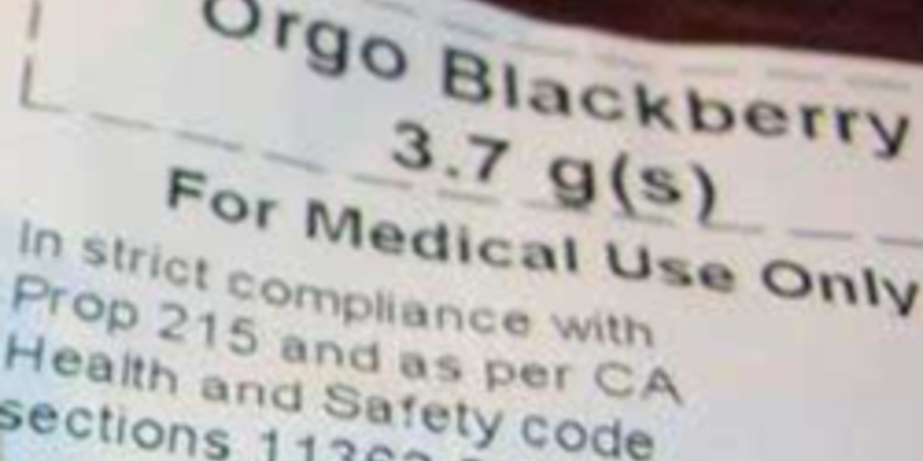 marijuana label - orgo blackberry 3.7 g For medical use only