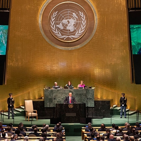 President Donald Trump addressing the United Nations General Assembly on September 25, 2018.