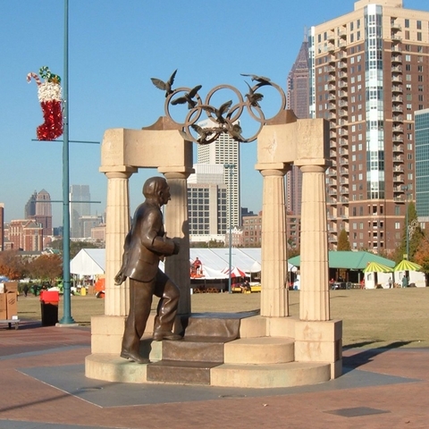 Statue of ex-IOC President Pierre de Coubertin in Centennial Olympic Park in Atlanta, GA