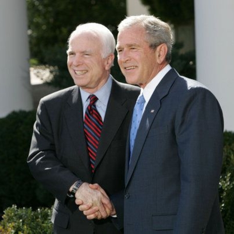Republican Presidential Candidate Sen. John McCain and President George W. Bush.