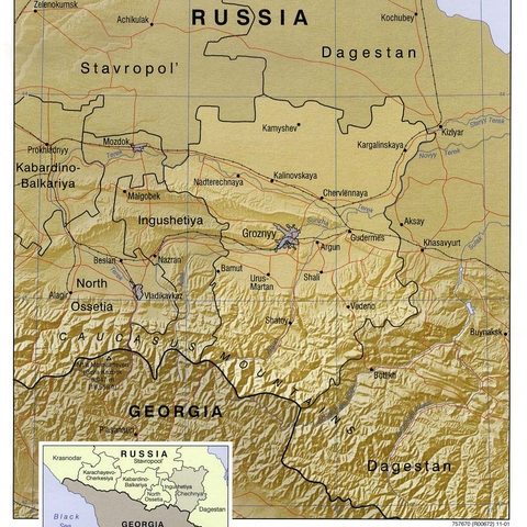 Map of Chechnya, 2001
