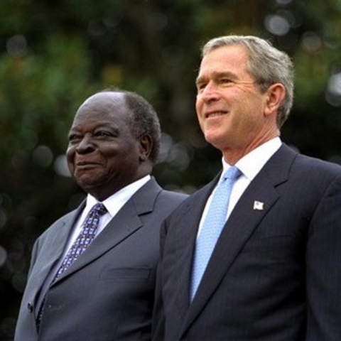 President Kibaki at the White House with President Bush