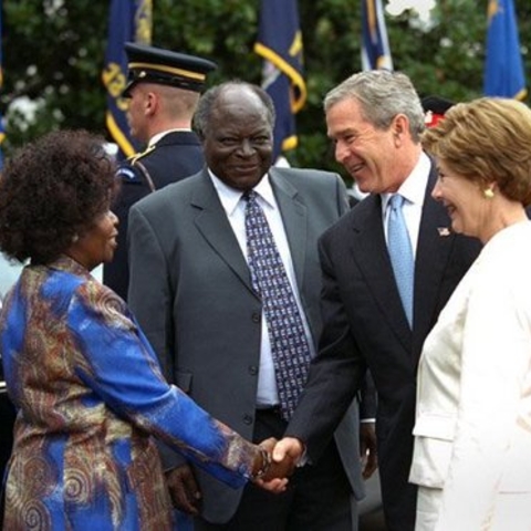 President Kibaki and his wife at the White House with President Bush
