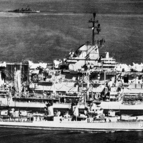 The U.S. carrier USS Lexington and USS Marshall.